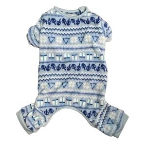 Hotel Doggy Fleece Hanukah Dog Sweater Onesie Blue White Dreidel Snowflake Gifts